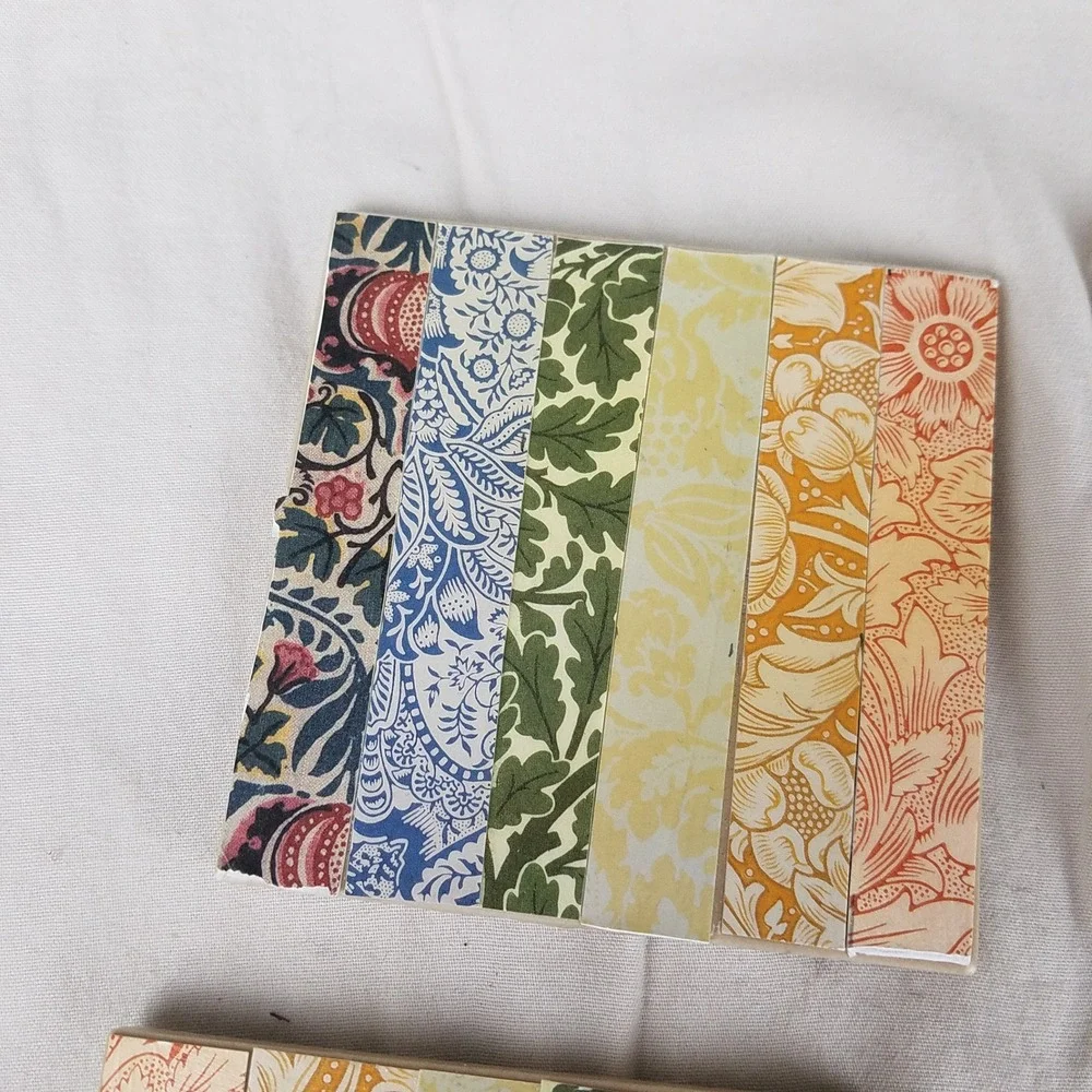 William Morris Style Ceramic Tile Coasters Set of 5 Multicolor Floral Arts Craft